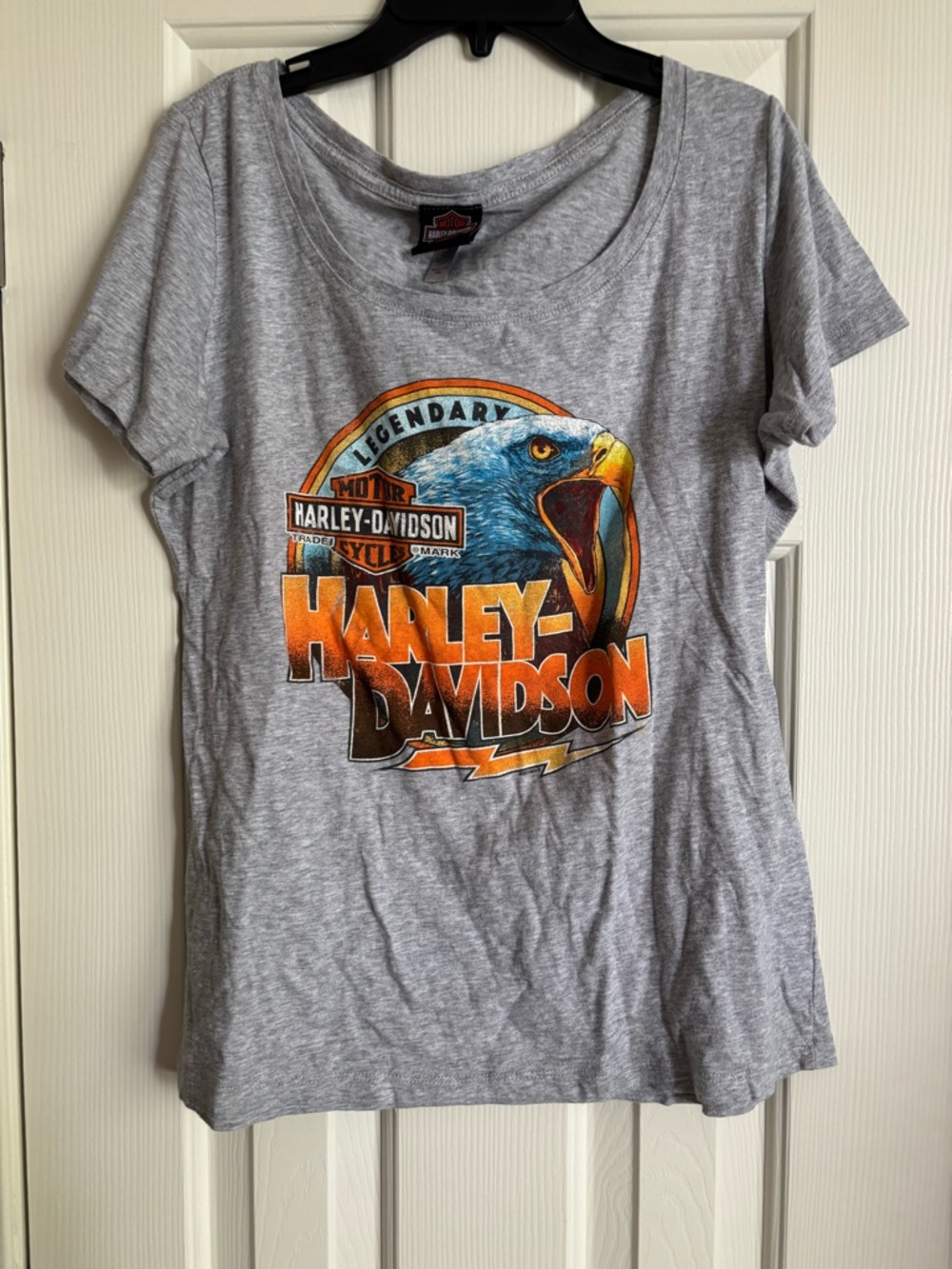 Harley-Davidson Gray Tee with Orange & Black Shield Tag